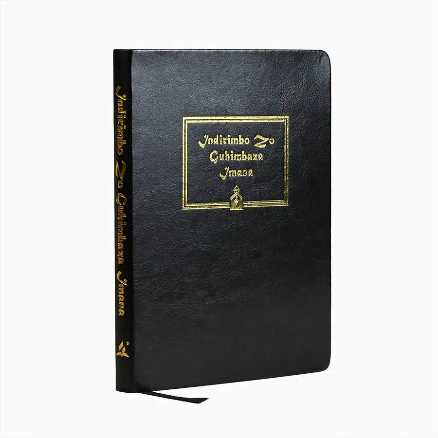 Leather-look hardcover volume with foil-stamped detailing